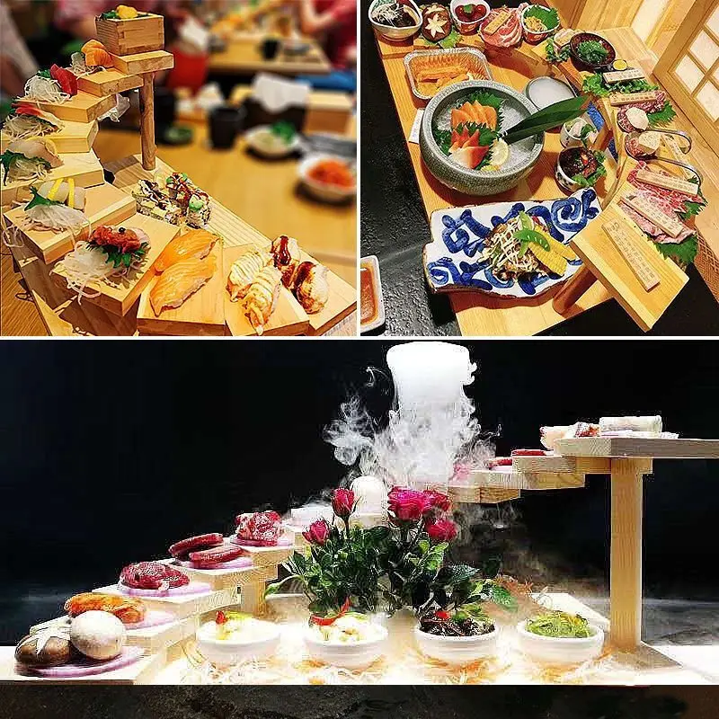 Japanese cuisine twelve steps sushi plate wooden barbecue hotpot tableware Yakiniku setting plate