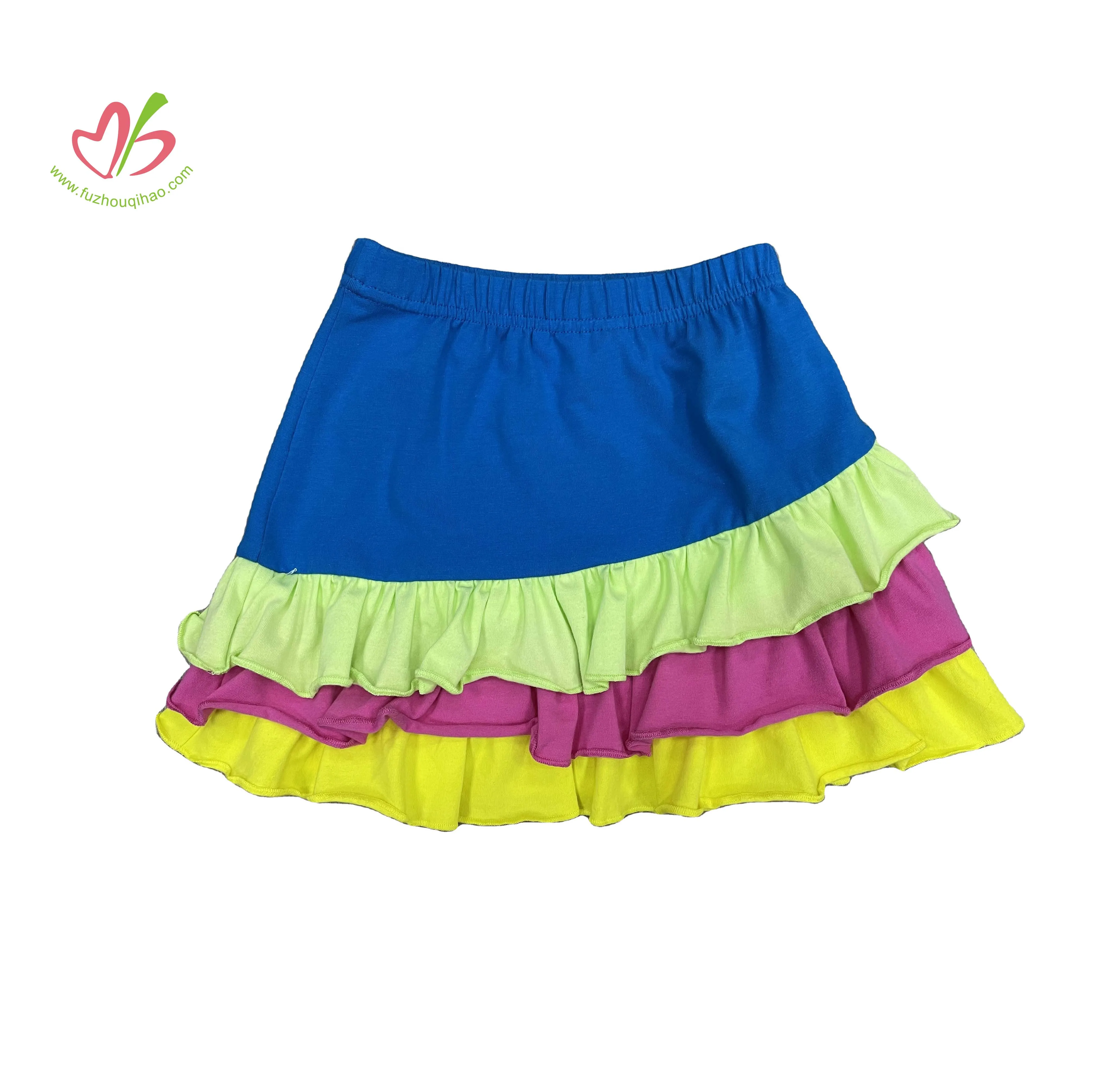 New Arrival Rainbow Baby Skirt Kids Boutique Clothes Knitted Ruffle Baby Girl Summer Dresses