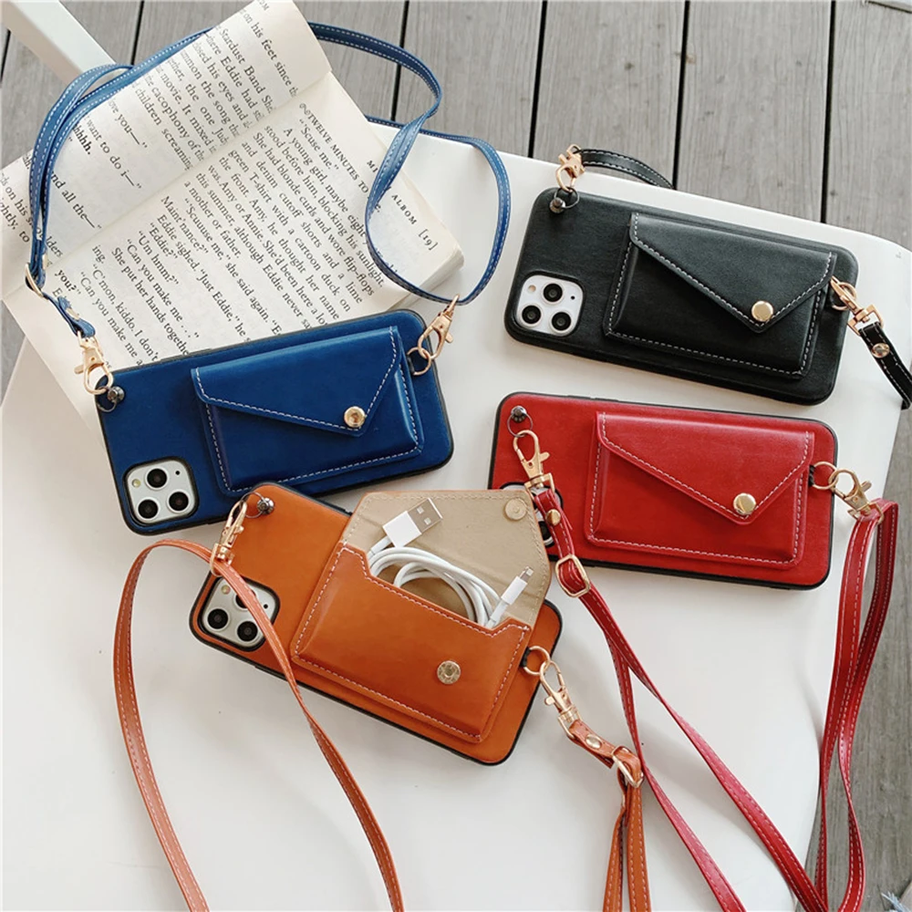New Style Crossbody Strap Purse Phone Bag Case  2 in 1 Leather Mobile Phone Bags for iPhone 12 Pro MaX