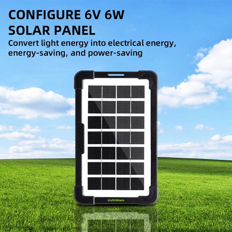 GDTIMES 7 inches Solar Table Fan Air Cooler With Solar Panel AC DC Rechargeable Breeze Quiet Fan with LED Light