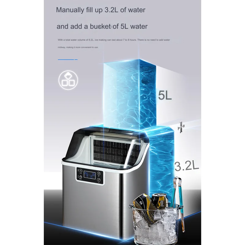 New Design Home Ice Maker Machine 35kg Commercial Automatic Smart  Ice Making Machine Small Mini Portable Ice Cube Maker Machine