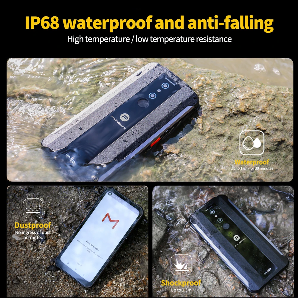 Phonemax 6.35inch GPS 4G fingerprint NFC Android10 8+128G big battery military Atex explosion proof ip68 rugged phone