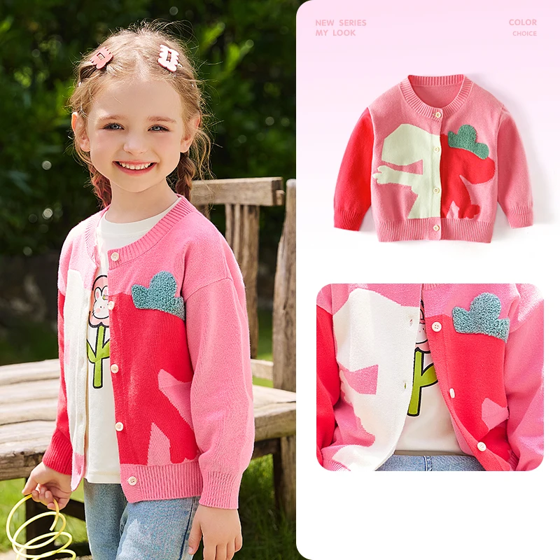 Wholesale Infant Toddlers Knitted Top Baby Girl Boy cardigan  Cotton Soft Sweater Children contrast Color Knitwear Winter Fall