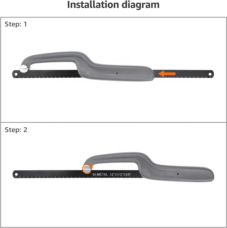 3pcs Aluminum Hacksaw Set with Bimetal Hacksaw Blade-24 TPI (6-inch, 8-inch and 12-inch) Sharp Hacksaw Cutting Machine DIY 24