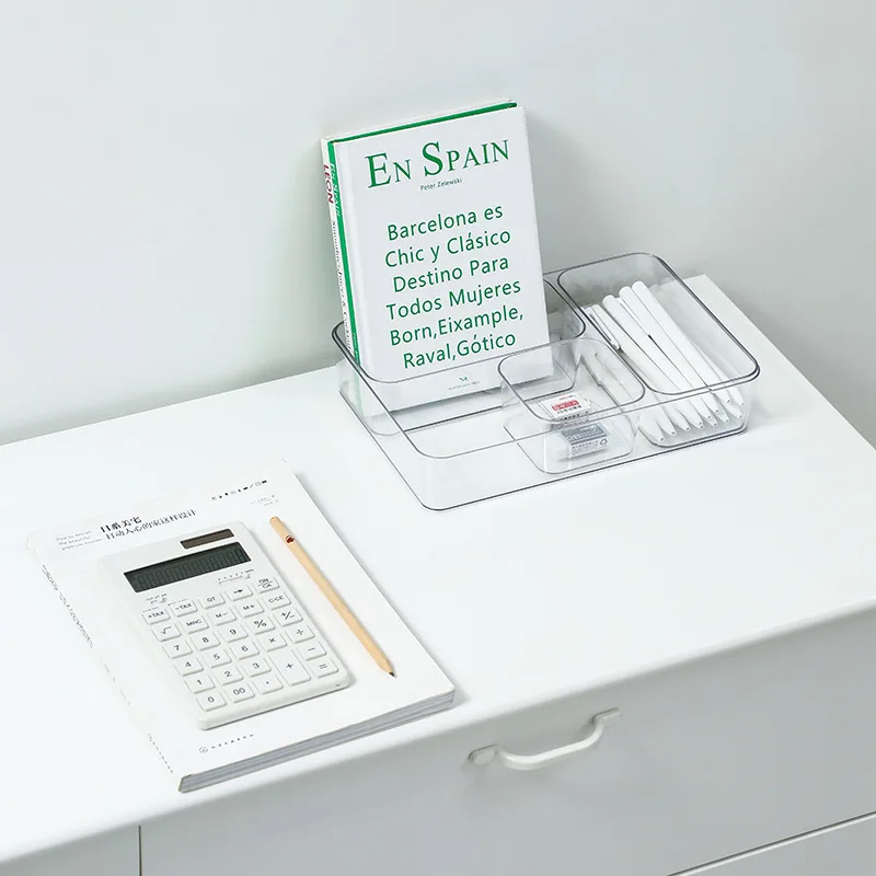 Desk cabinet built-in stationery pen Rectangular plastic desk organizer small placing box