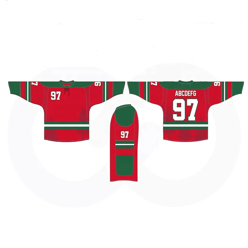 Christmas Customized Design Sublimation Print red wings jersey Hockey Jerseys for your Family