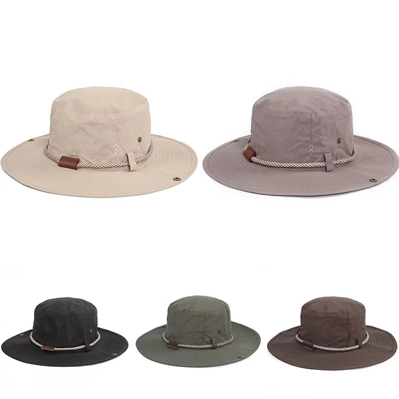 Men Women Sun Protection Wide Brim Bucket Hat Waterproof Breathable Packable Custom Boonie Hat for Fishing