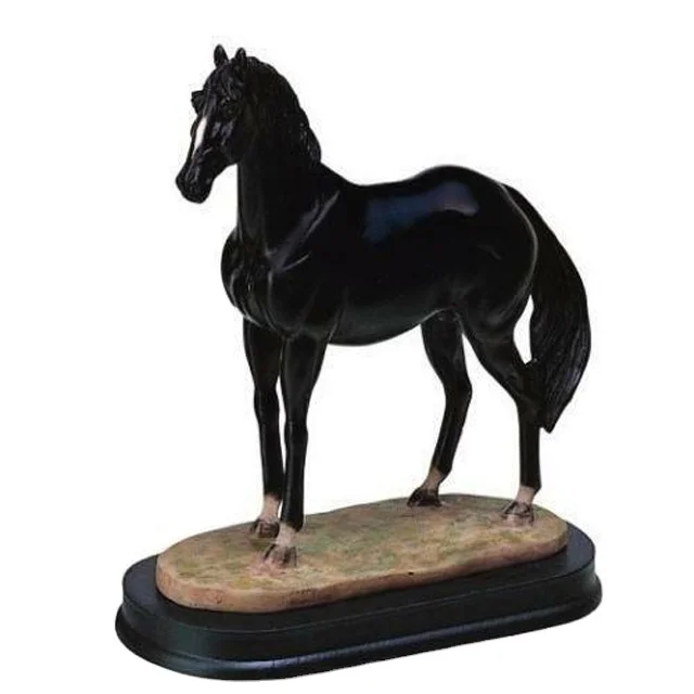 Полирезиновая фигурка черной лошади на заказ скульптура ремесла из смолы статуи животных
