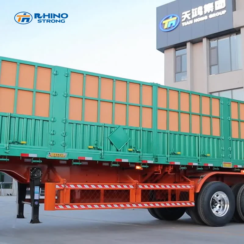 Fence Drop Side Board Sidewall Trailer with Enclosed Pickup Side Wall Cargo Transport Truck Container Semi Trailer 3 Axle 4