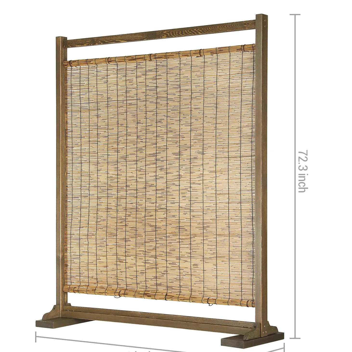 3-Panel Bamboo Reed Curtain Foldable Natural Material Wooden Living Room Divider Screen for Office or Dining Room