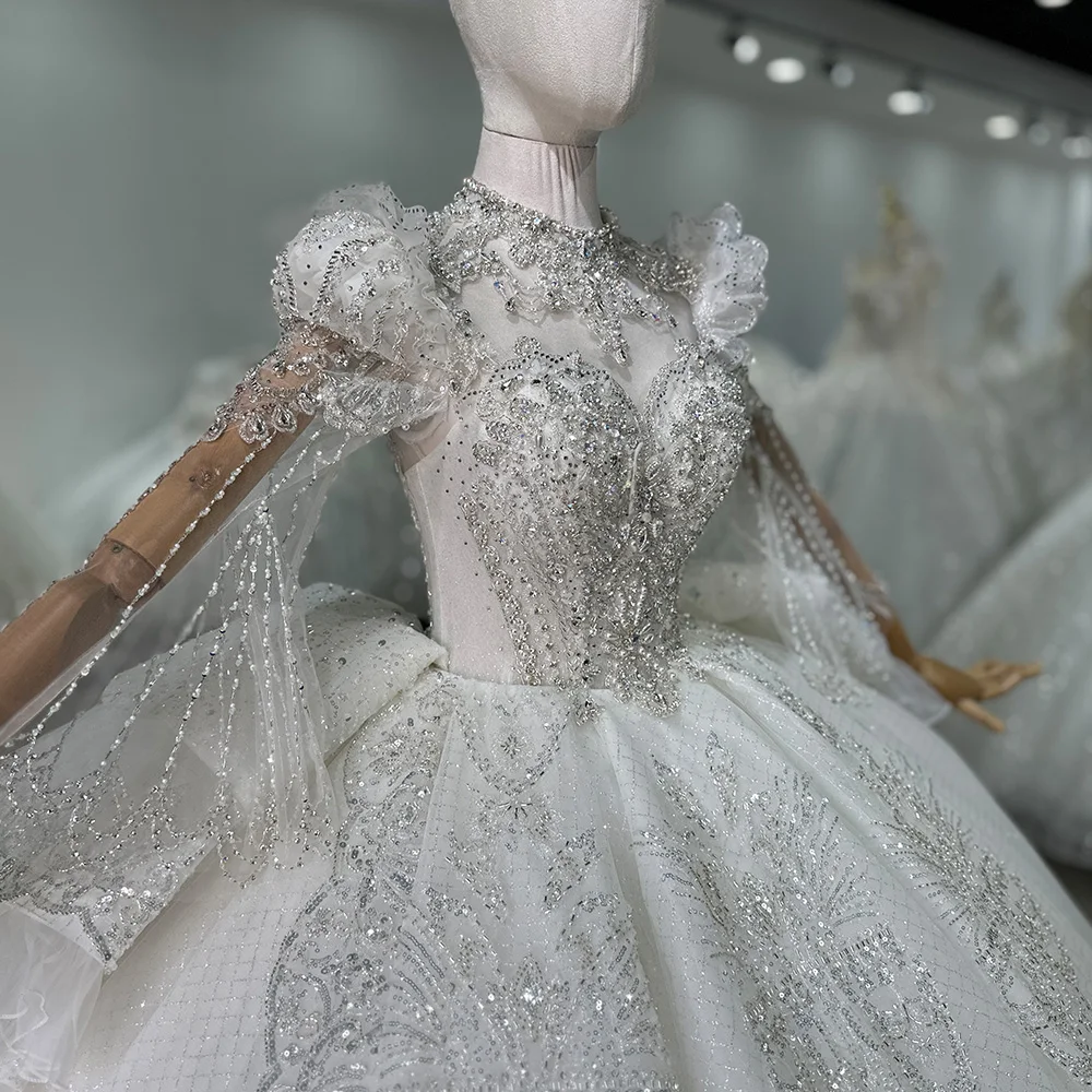 Customized Ivory Handmade Layered Sequins Beaded Women Bridal Wedding Dresses Xs042-2