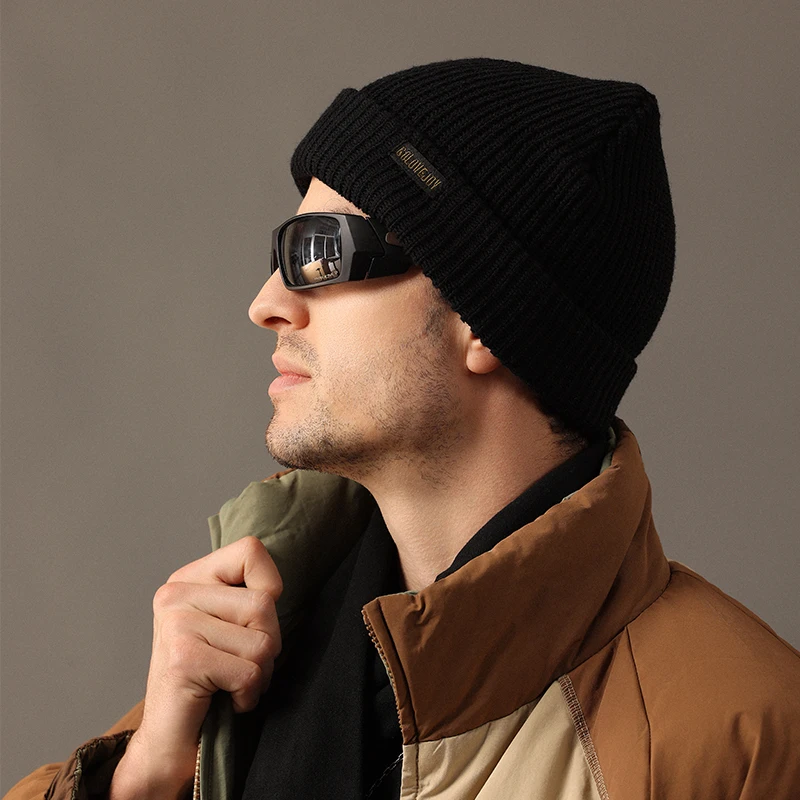 GOLOVEJOY DMZ104 High Quality Embroidery 100% Acrylic Cuffed Blank Wool Men Skully Beanie Winter Unisex Knitted Hats Warm Custom