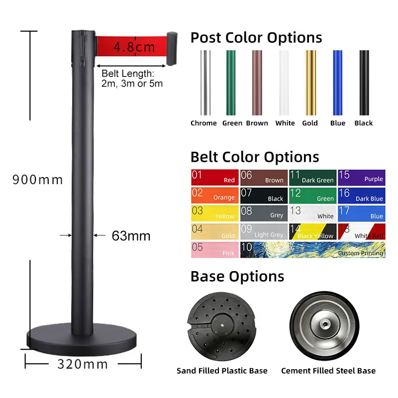 Jinke Customised Cheap Crowd Control Divider Line Stand Stanchion Post Black Gold Chrome Blue Retractable Belt Queue Barriers
