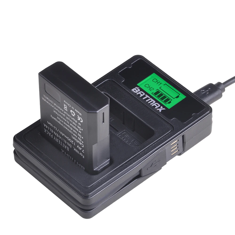 Новый BATMAX EN-EL14 EN-EL14a ENEL14 USB двойное зарядное устройство для Nikon P7700 P7000 P7800 P7100 D3400 D5500 D5300 D5200 D3200 D3300 D5100