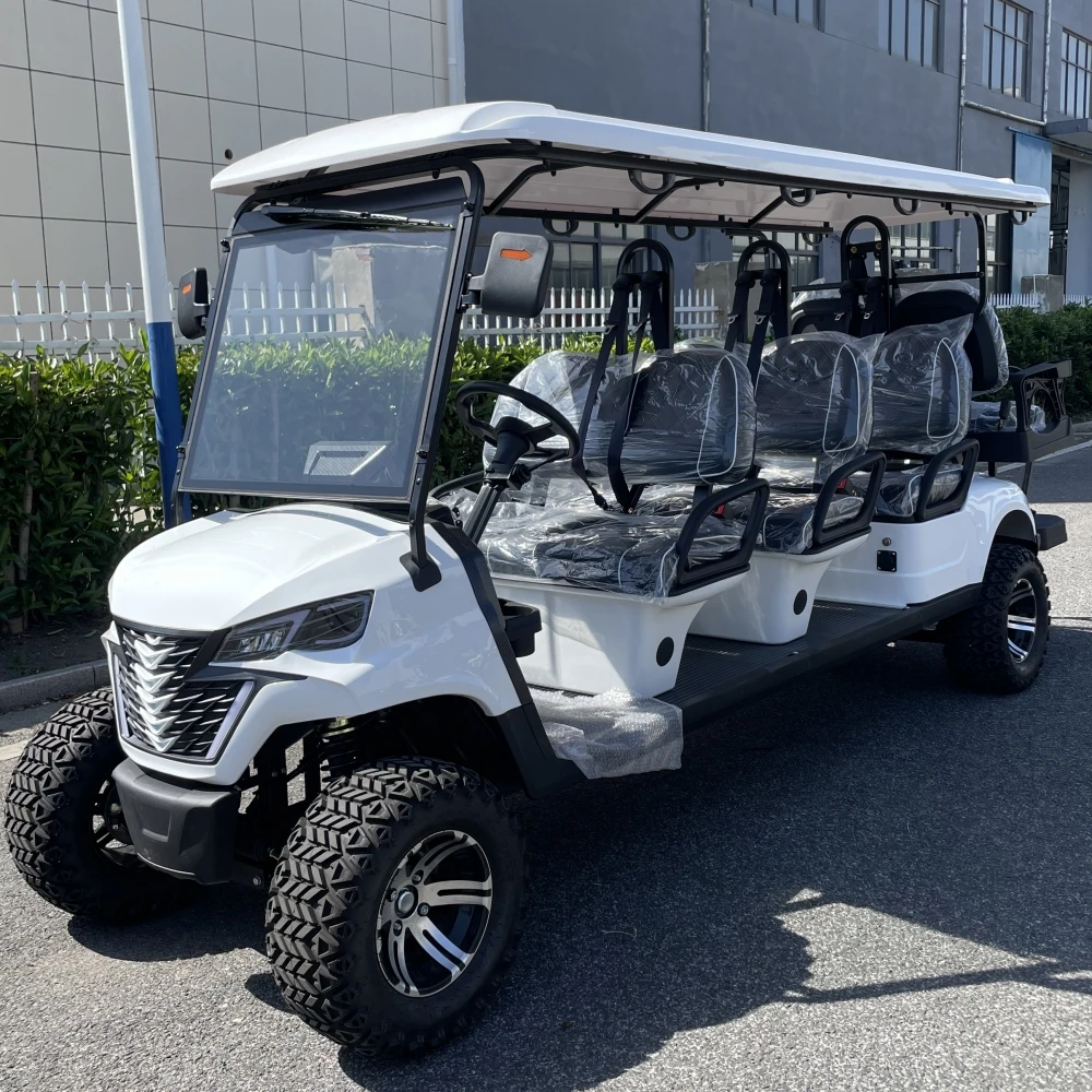 Off Road Golf Cart 72v Lithium Battery Golf Car Electric 6+2 Person Lifted Golf Cart On Sale