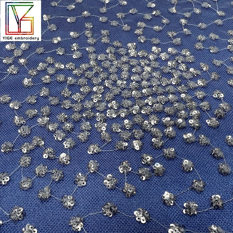 Manufacturer wholesale Party Garment Accessories Lace Mesh Fabric Polyester tulle Embroidered Sequins Lace Fabrics
