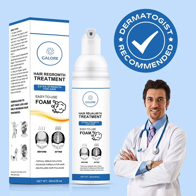Foam for Anti Hair Loss and Hair Regrowth Topical Treatment Solution Botanical for Thinning Hair 60ml Biotin 1-Month Supply