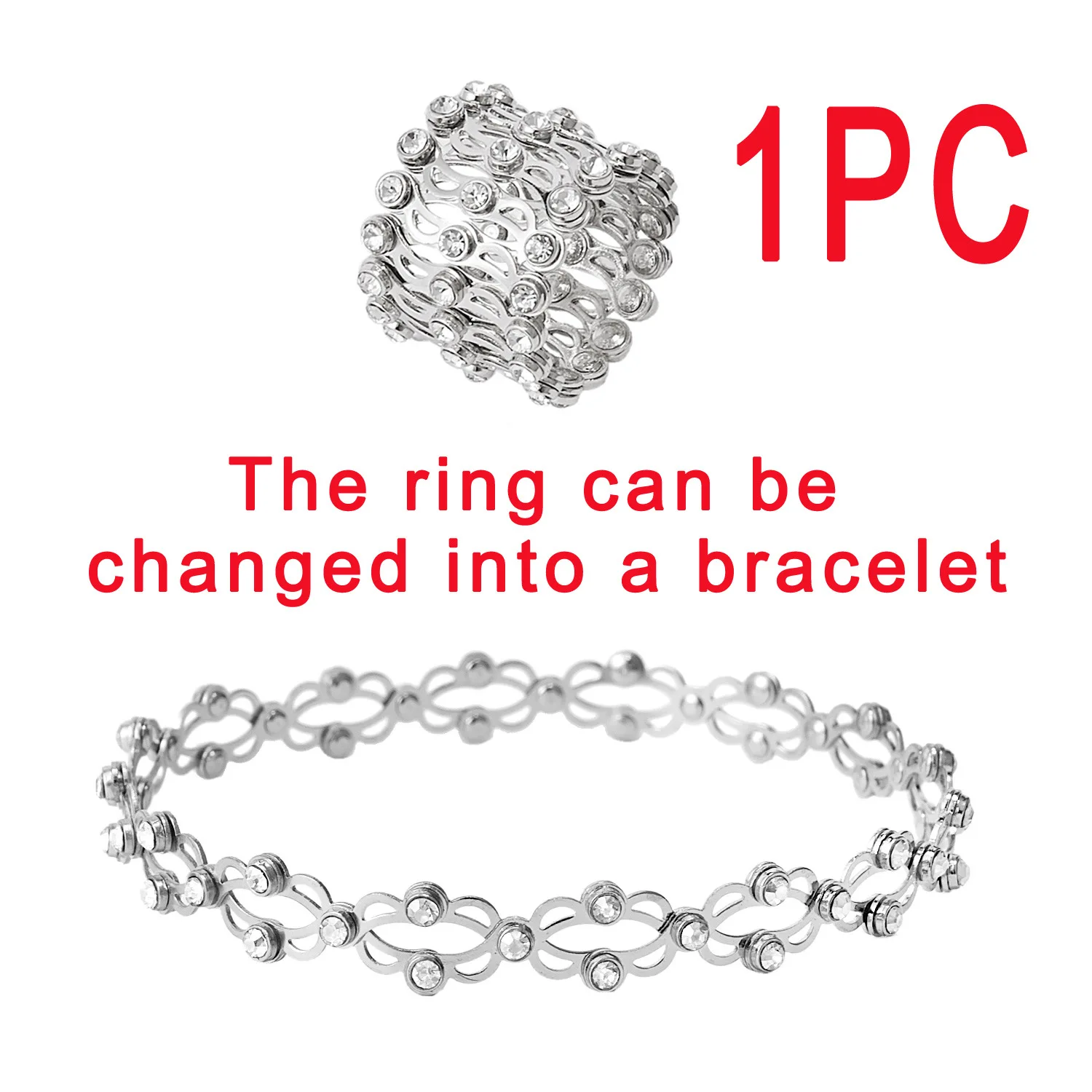 New creative retractable ring Deformable magic bracelet Fashion size adjustable ring