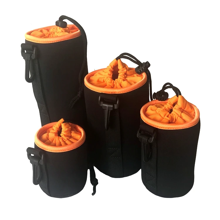 high quality waterproof Neoprene different 4 size camera lens bag soft black travel  lens pouch bag for camera lens protection