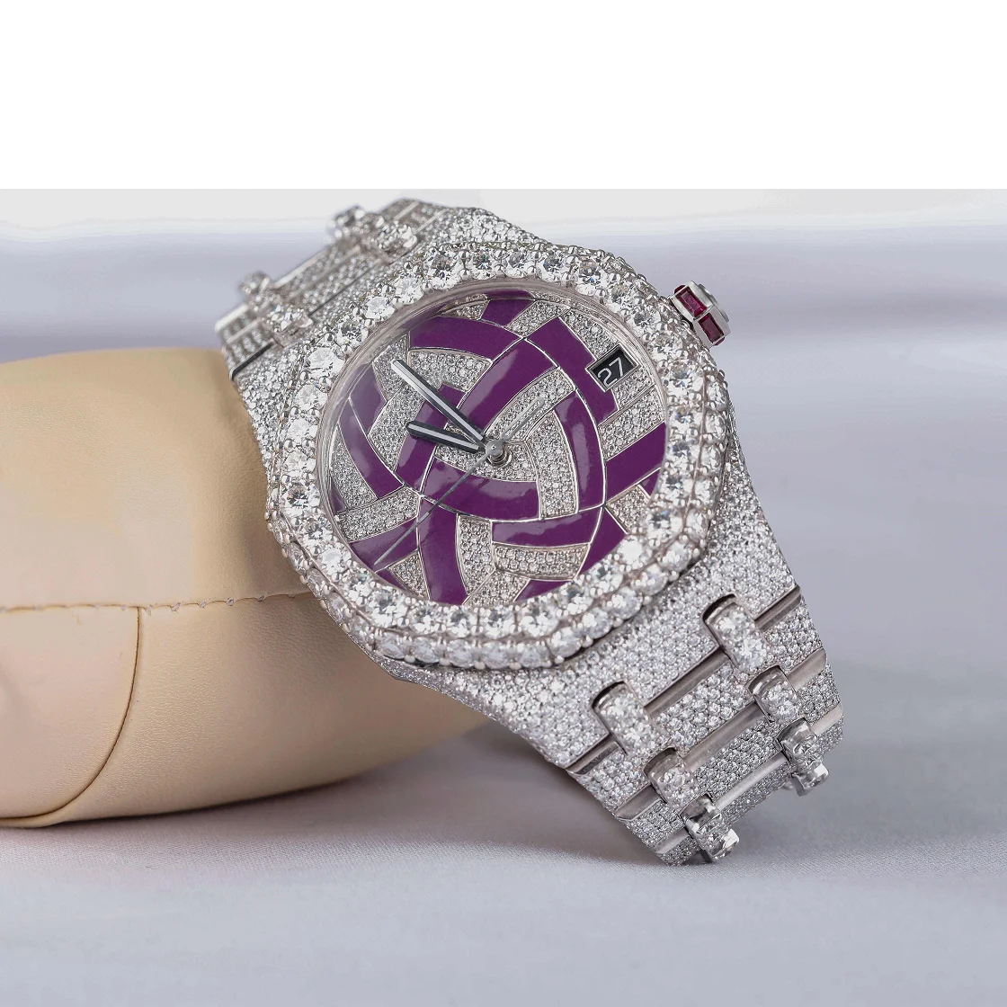 Fully Iced Out Ap Watches Buss Down Super Clone VVS Clarity Moissanite Watch for Men Party and Wedding Wear from Indian Supplier