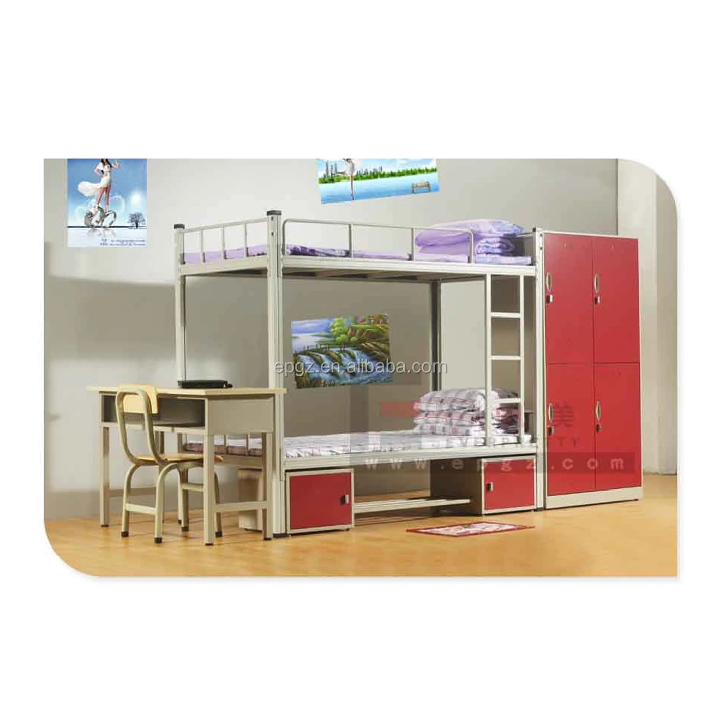 School Furniture Dormitory Furniture Children Bedroom Wooden Bunk Bed Customized Available For Children Kids Student