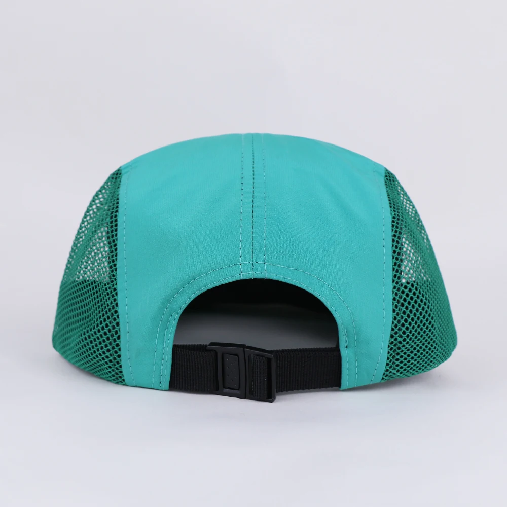 custom logo wholesale nylon polyester mesh print logo 5 panels hat running camp caps