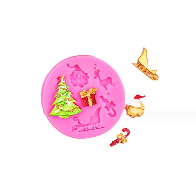 6 Pcs Christmas Liquid Silicone Fondant Molds Set 3D Cake Baking Tools For Chocolate Candy Cookie Decoration