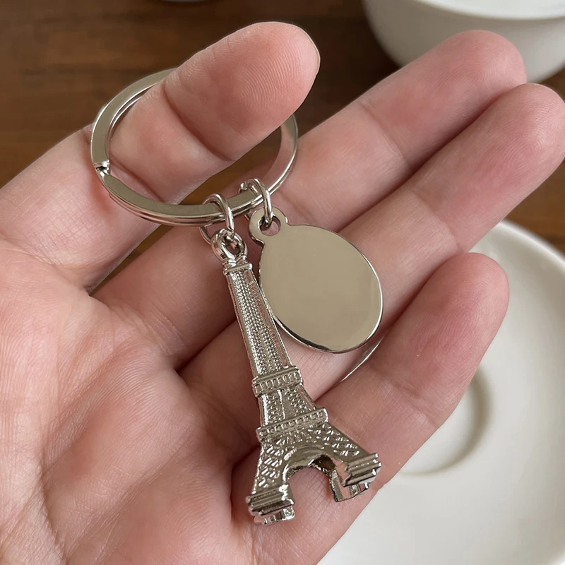 2024 Paris Eiffel Tower Keychain Custom metal car keychain Gift free engraved pendant keychain