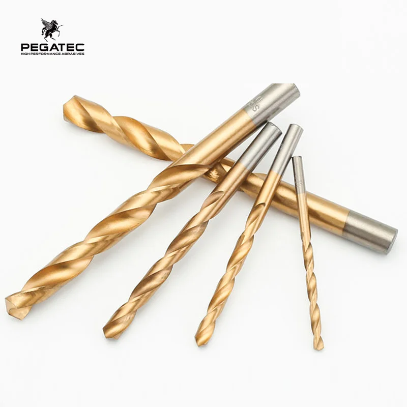 PEGATEC Abrasive Tools High Speed Steel Titanium Twist Drill Bit Hex Shank for Wood Plastic Aluminum Alloy