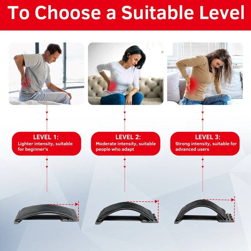 Multi-Level Back Stretching Device Back Massager Backcrack Lumbar Support Stretcher Spinal Back Pain Muscle Pain Relief