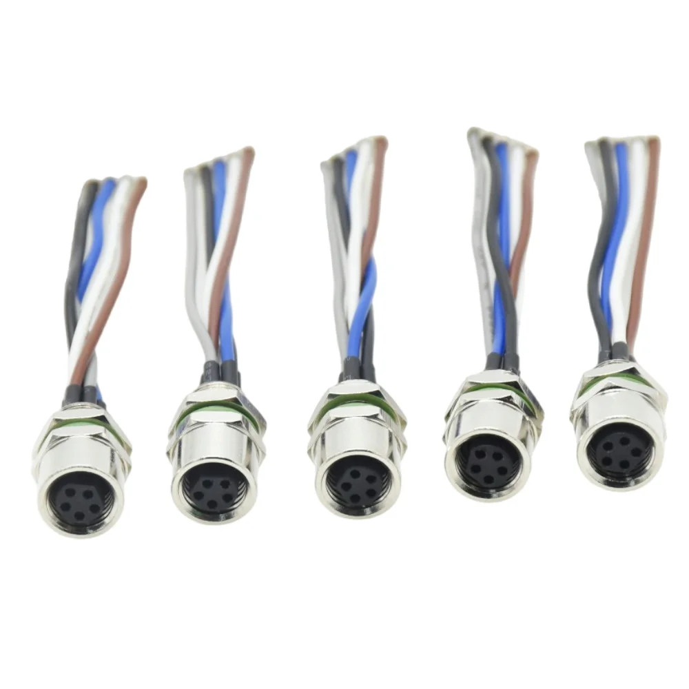 Factory Production Aviation Connector M8 4pin 5pin Male Female Front Back Mount Metal Socket with Wire Harness