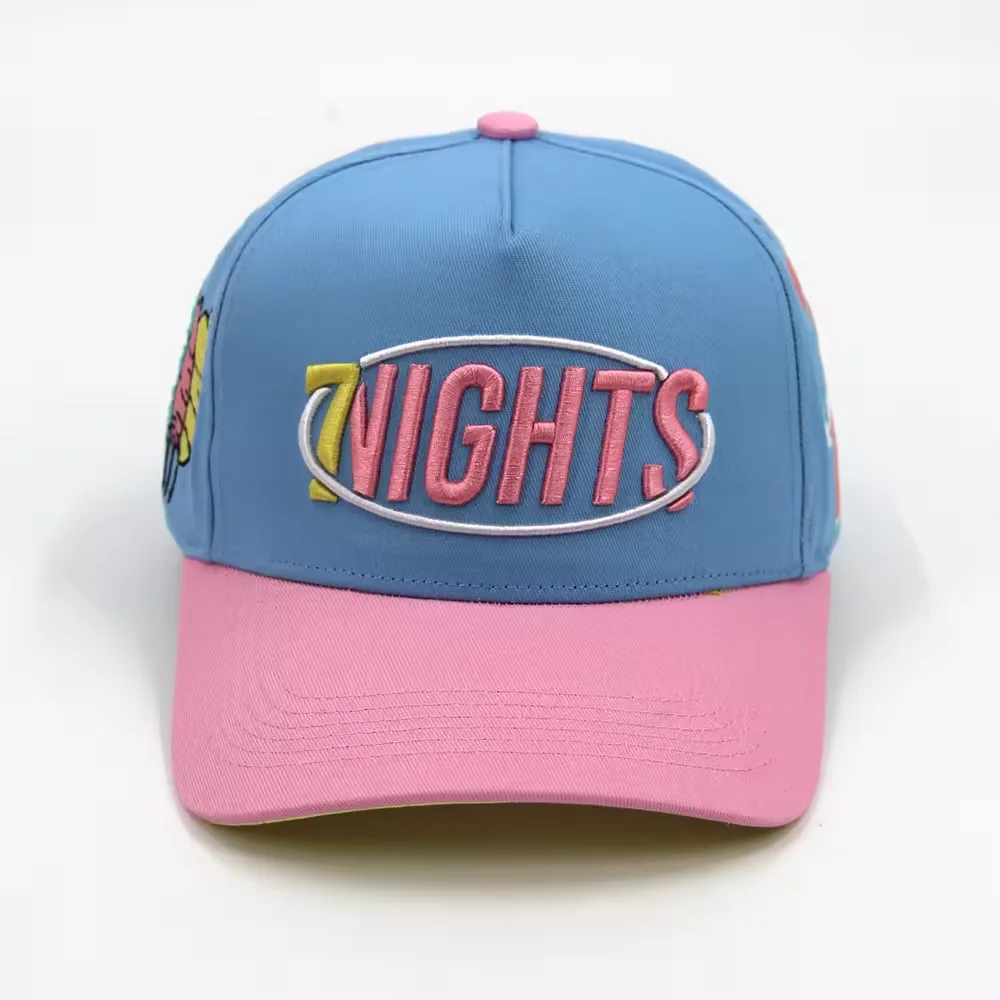 Cap manufacturer Custom 5panel cap curved brim structured  embossed logo baseball cap