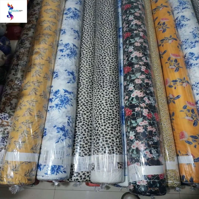 China shaoxing market good design 9088 rayon flower design print stock fabric