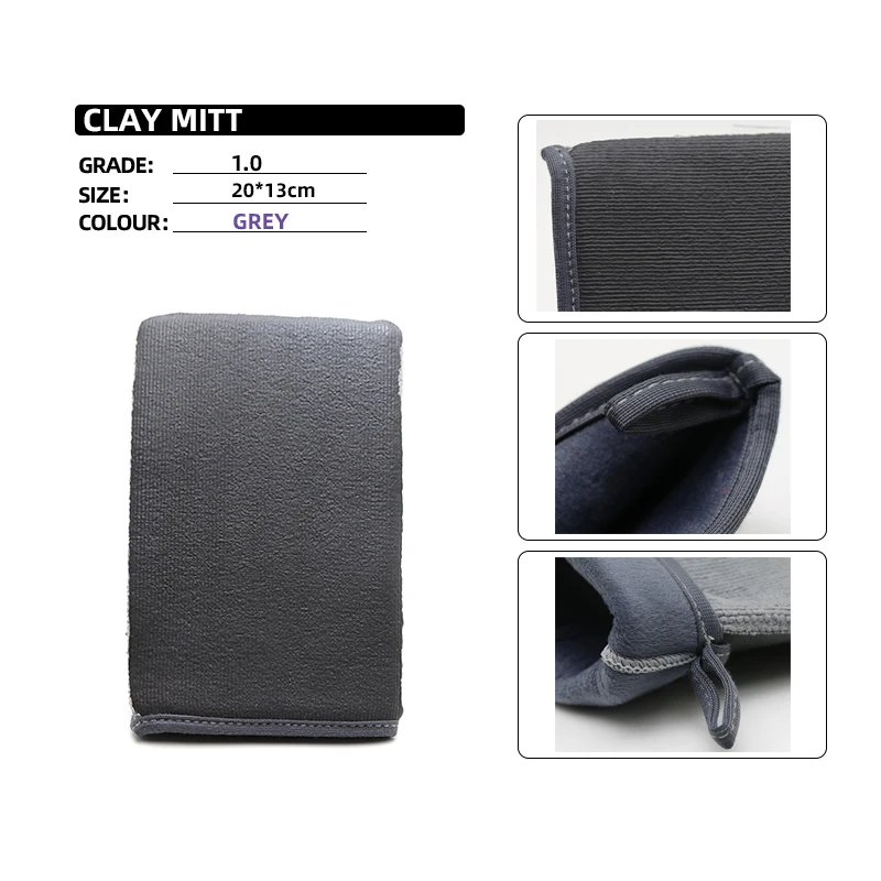 Car Washing Magic Clay Mitt Sponge Car Paint Scratch Remover Clay Bar Detailing Wash Mitt Grade 1.0-Grey