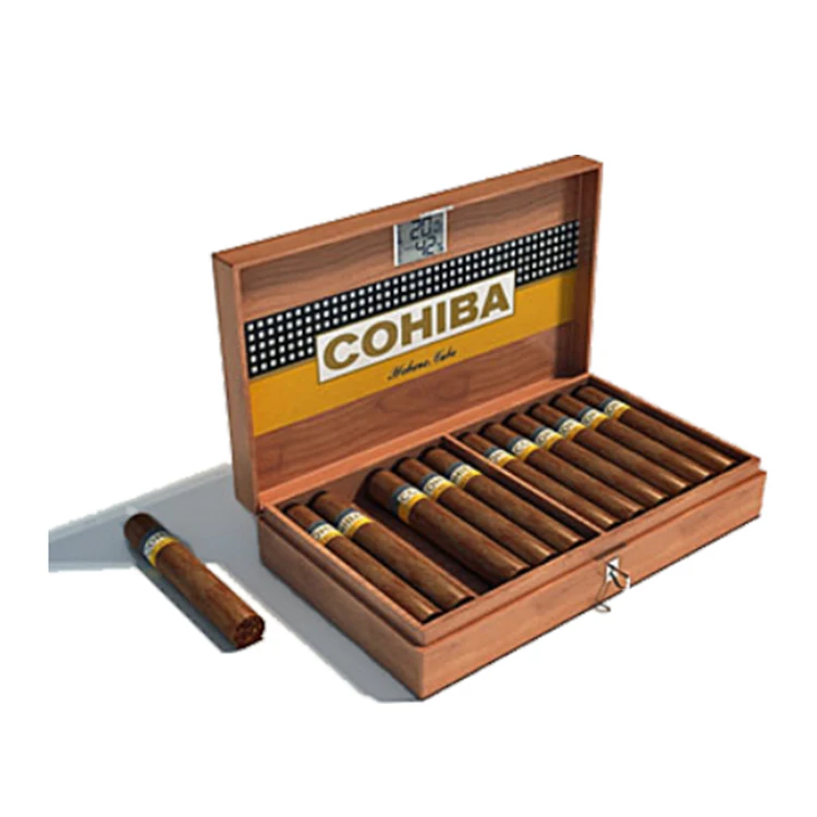 Роскошная деревянная коробка для сигар, высокоглянцевая коробка для сигар из твердого кедра, упаковка с замком