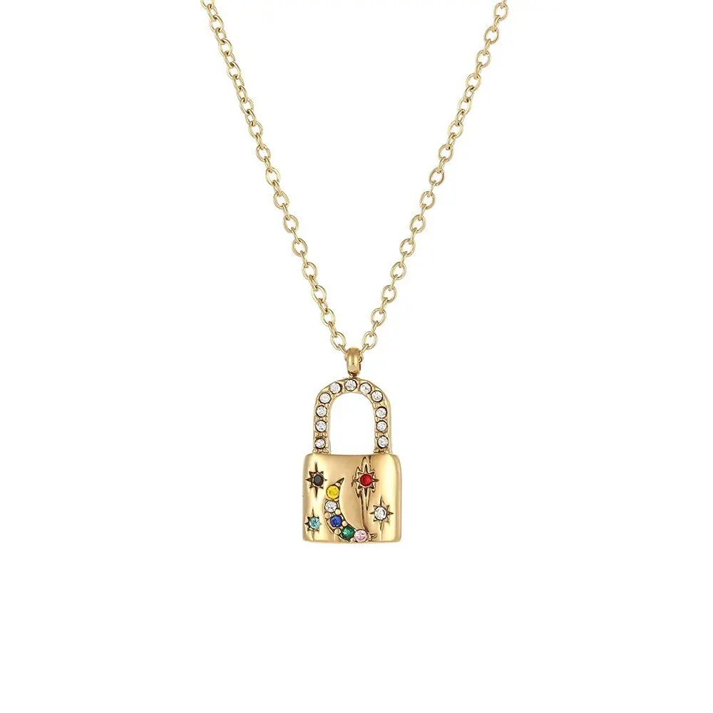 Best Brand 925 Sterling Silver 18k Gold Plated Jewelry Padlock Necklace For Women