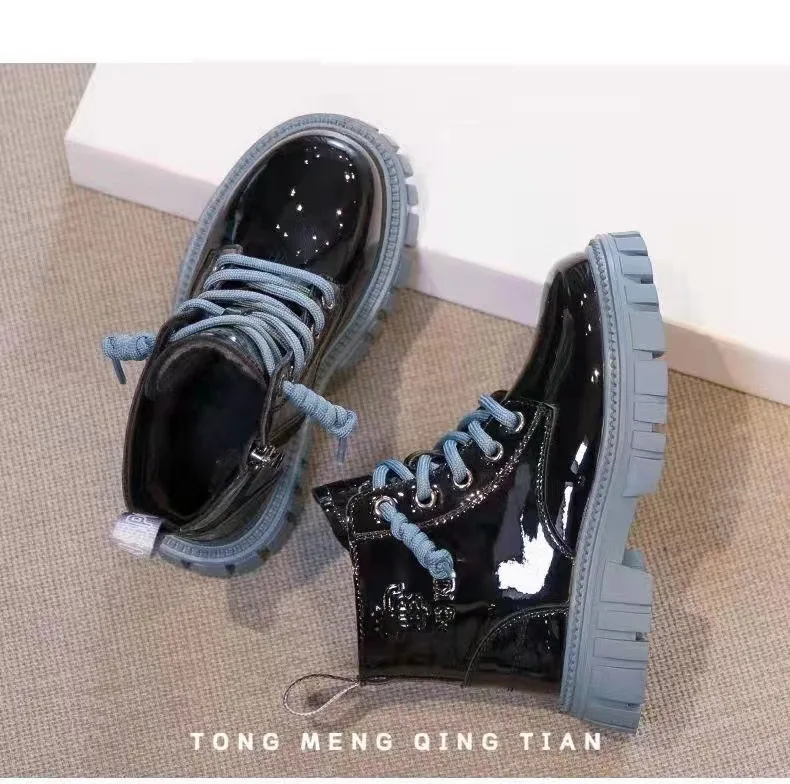 New winter PU leather waterproof Martin boots children snow boots women boys rubber fashion sports Martin boots