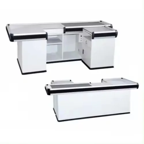 Hot selling Supermarket store knock-down checkout cashier counter Electric conveyor belt
