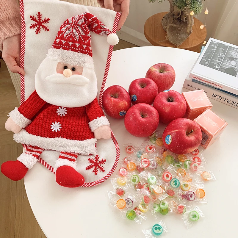 CR-B006G Knit Santa Luxurious Christmas Stocking Decoration Hot Sale Children Holiday Gift Christmas Sock Bag