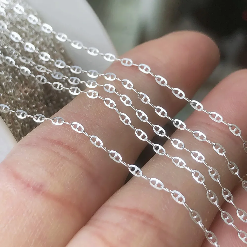 New style 925 sterling silver 1.4mm dapped mariner bulk chain for women necklace making