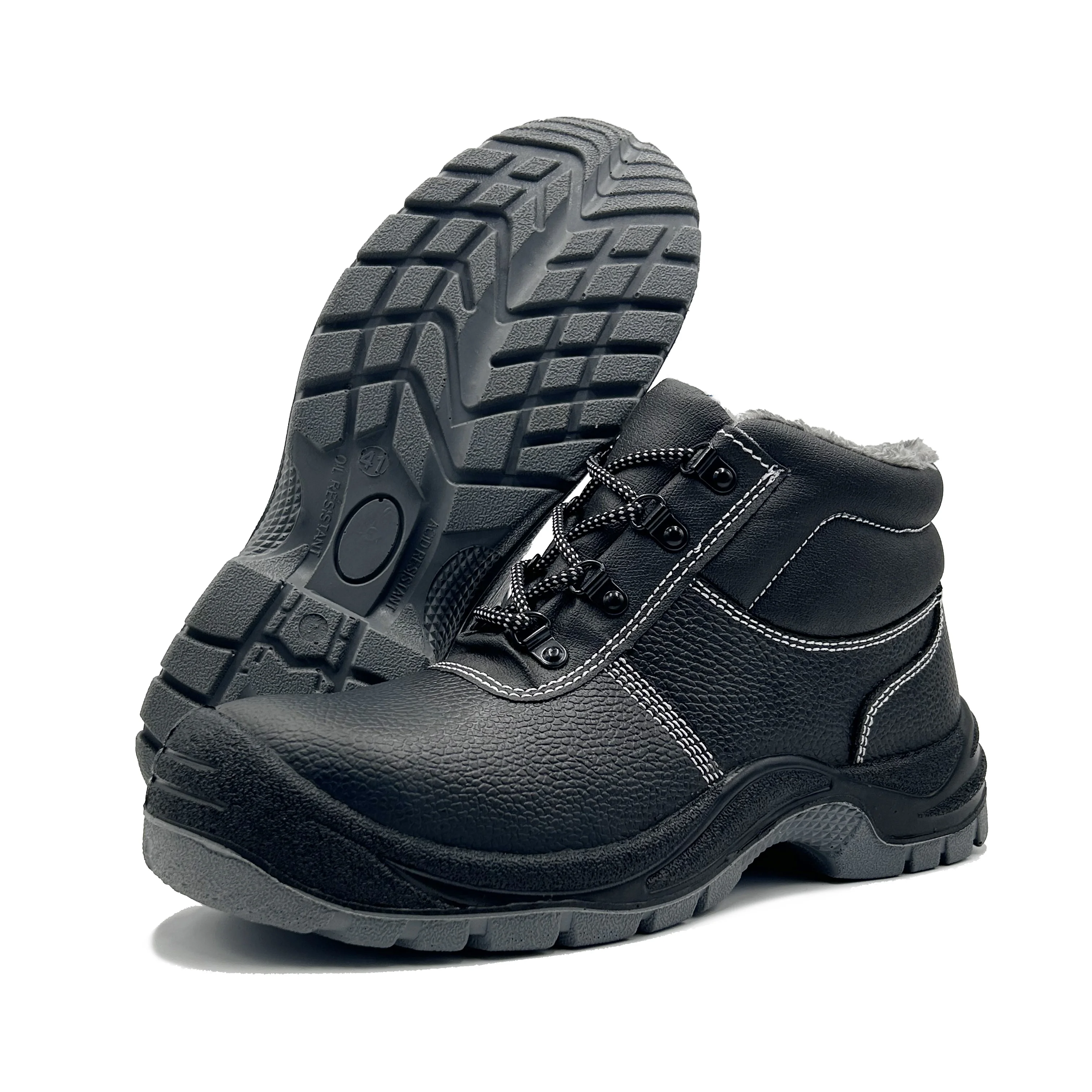 Brand Style Industrial Work Steel Toe Stay Warm Safety Shoes Footwear Winter Ankle Plush Warm Boots for Men
