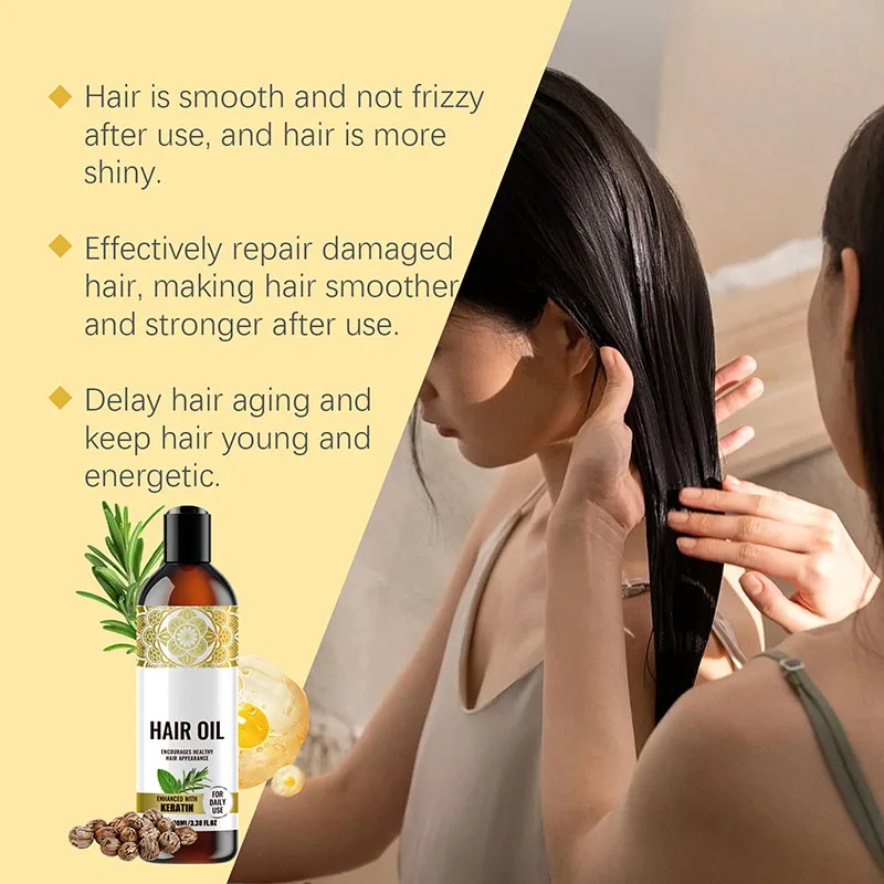 100% Organic Pure Hair Serum Oil Rosemary Castor Oil Private Label Wholesale Natural Hair Growth Oil