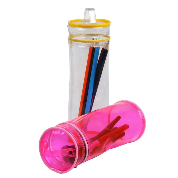 Wholesale Round Shape PVC Cylinder Bag With Zipper and Handle for Gift Packaging