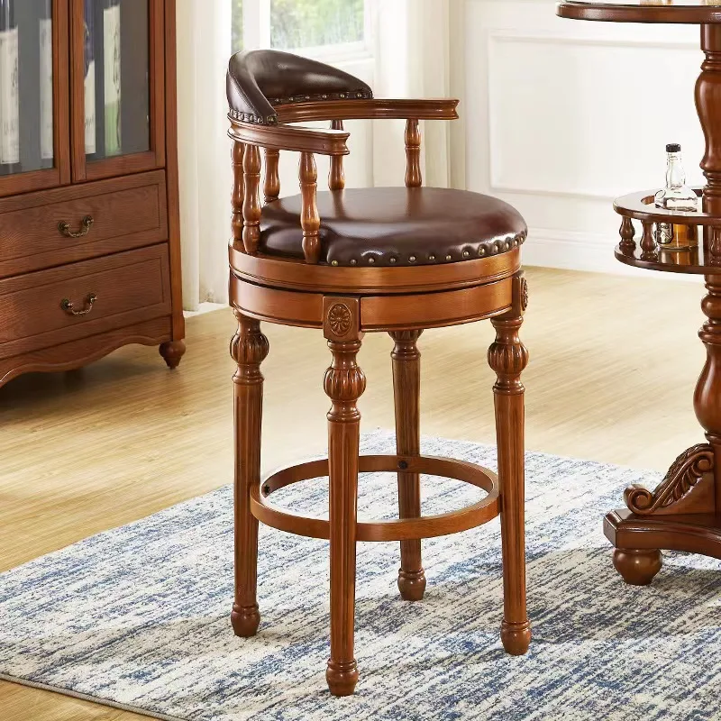 JXT Super Quality Modern Backless Round Backless Seat Vintage Wooden Bar Chair Stools Furniture