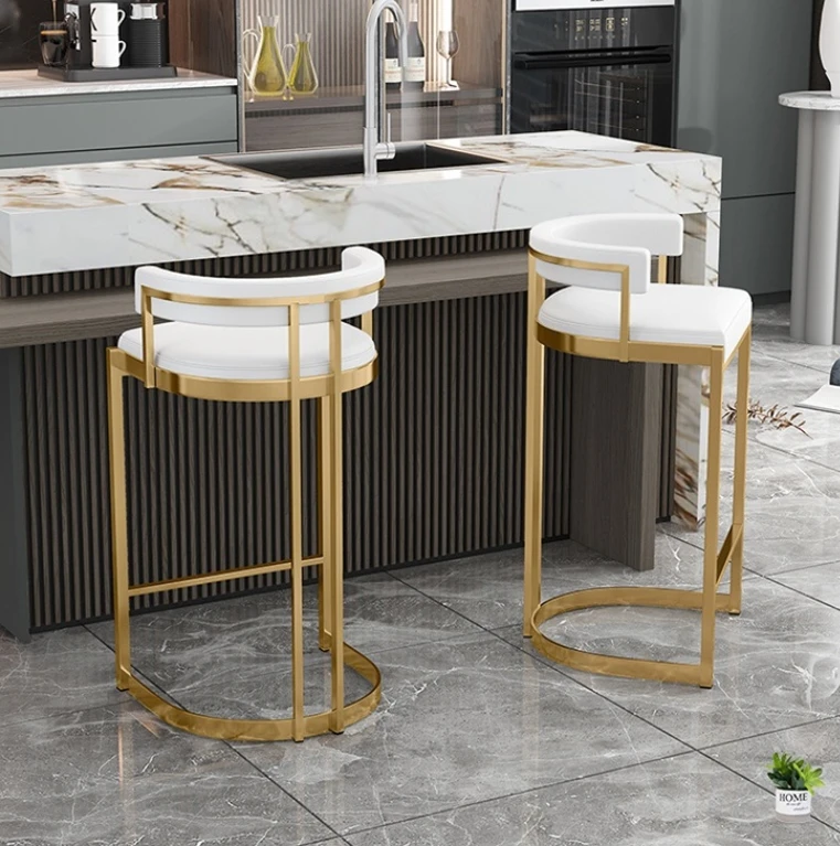 Nordic light luxury high stool bar chair modern minimalist backrest cafe bar chair household island table high chair