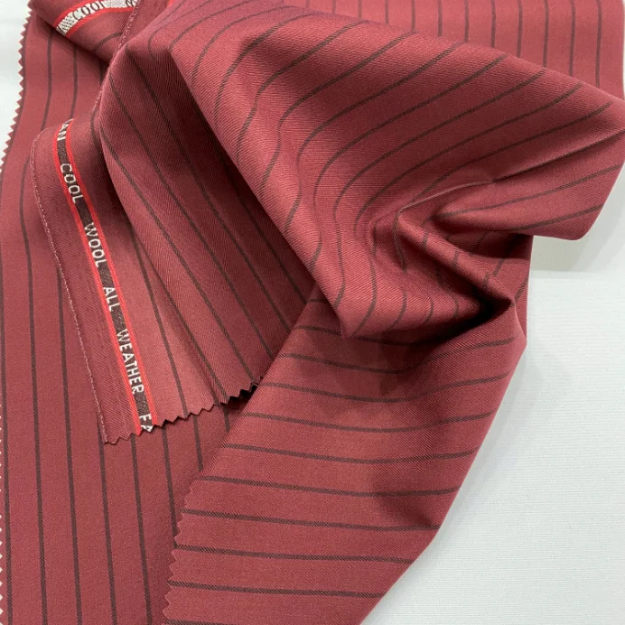 High Quality Wholesale 65 Polyester  35 Rayon Dobby Pattan Fabric Mens Suiting Fabric