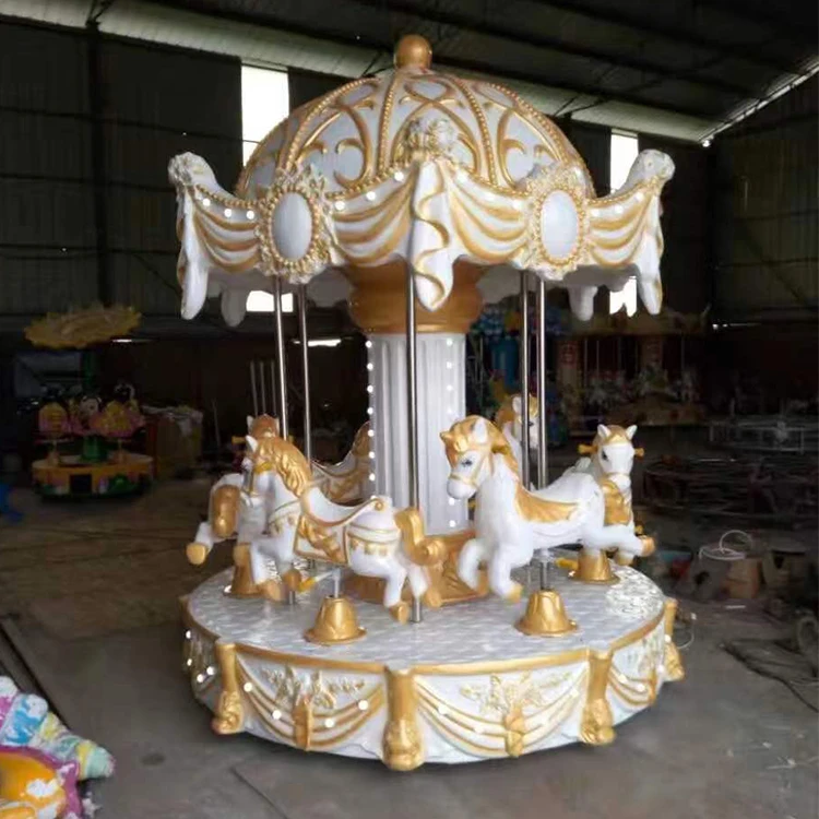 3 Players Carousel Merry Go Round Kids Toy Mini Kiddie Rides 6 Seats Horse Carousel for Sale