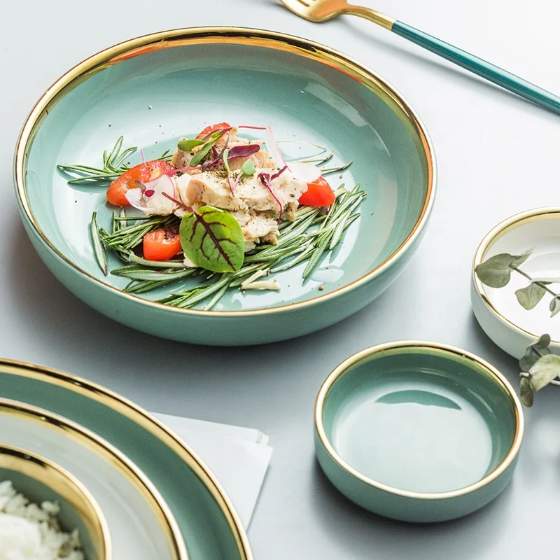 Cheap Price Dinner Set Of Dishes Steak Plate Colored Ceramic Dinner Plate