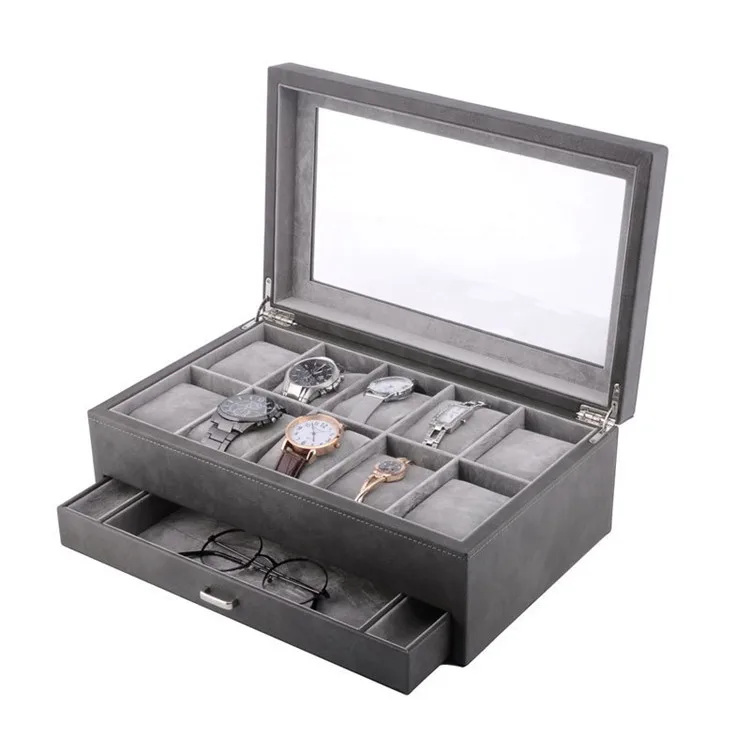 OEM excellent quality watch packing box multi-functional men women jewelry glasses organizer pu leather watch case