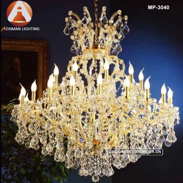 Gold and Clear Maria Theresa Crystal Chandelier